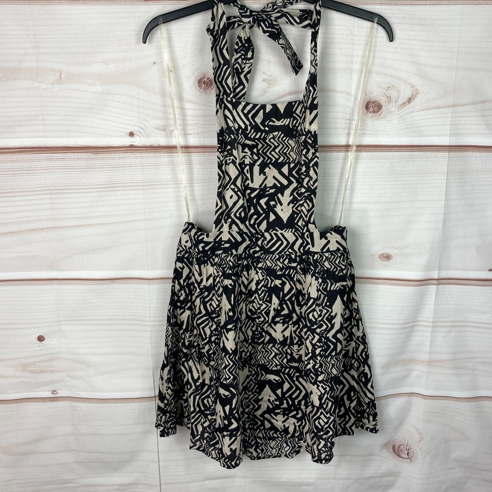 Feathers Dress Women S Black Beige Mini Geometric Overall Sleeveless Halter Neck
